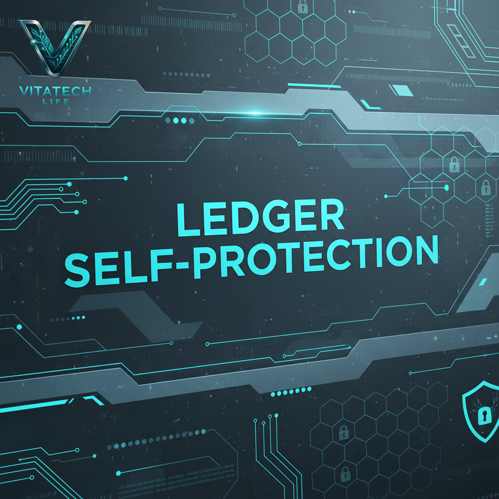 کاور مقاله Ledger Self-Protection با پسزمینه امنیت دیجیتال و لوگوی VitaTech Life»
